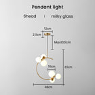 Suspension 6 Lumières W/ Lampadaire Blanc Crème