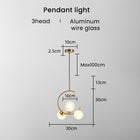 Suspension 3 Lumières W/ Lampadaire Clair