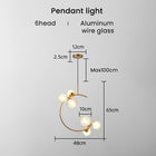 Suspension 6 Lumières W/ Lampadaire Clair