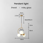 Suspension 3 Lumières W/ Lampadaire Blanc Crème