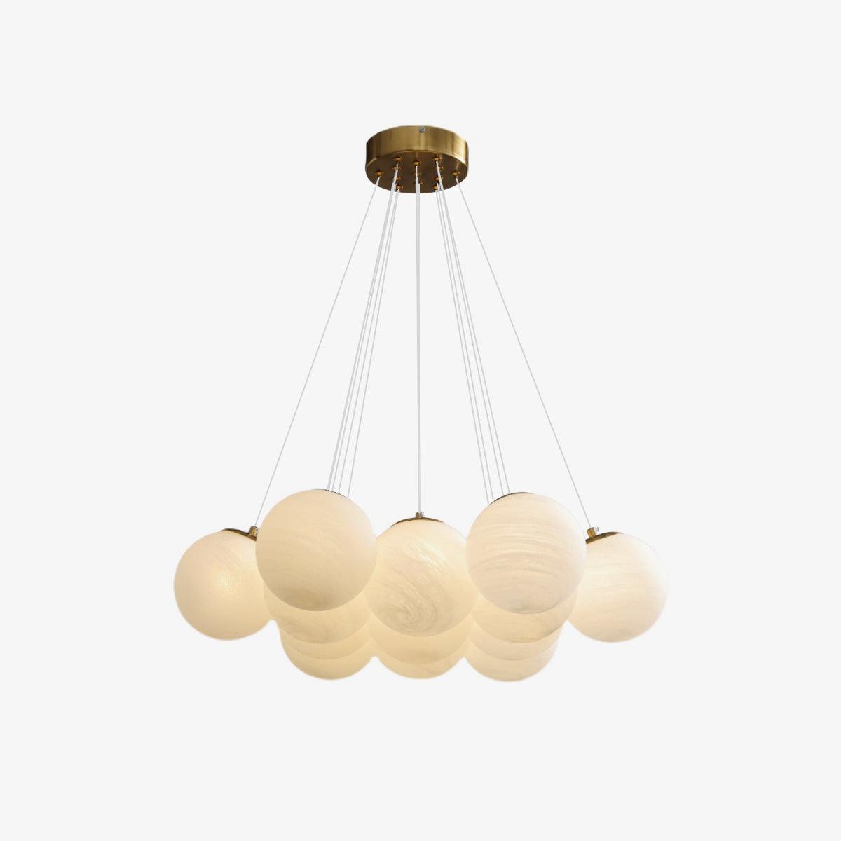 Lustra Lustre en Verre avec Guirlande en Verre Dépoli