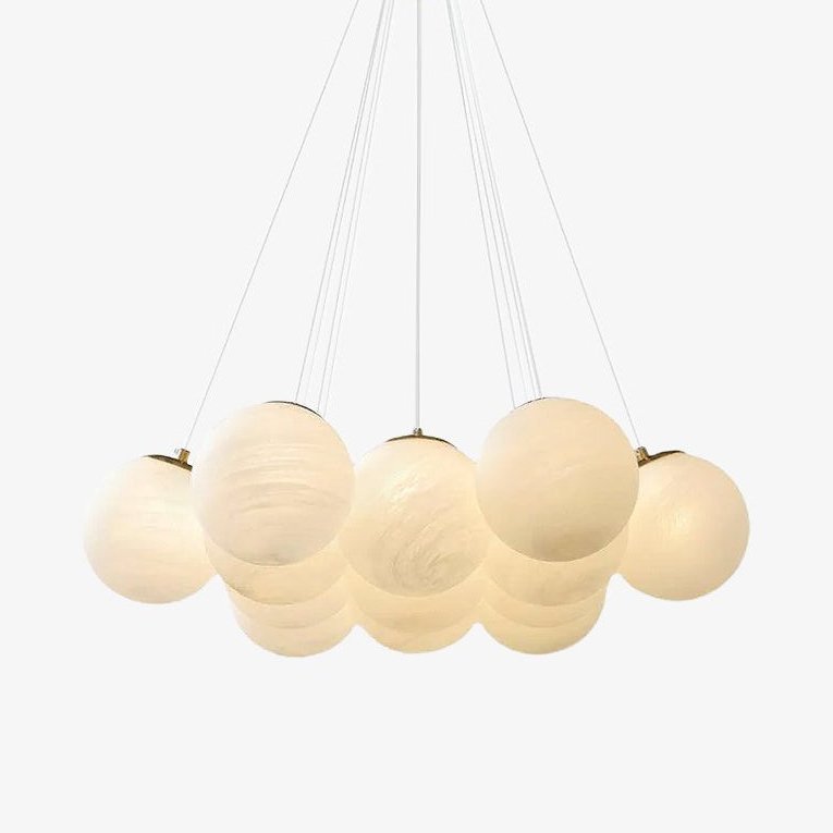 Lustra Lustre en Verre avec Guirlande en Verre Dépoli