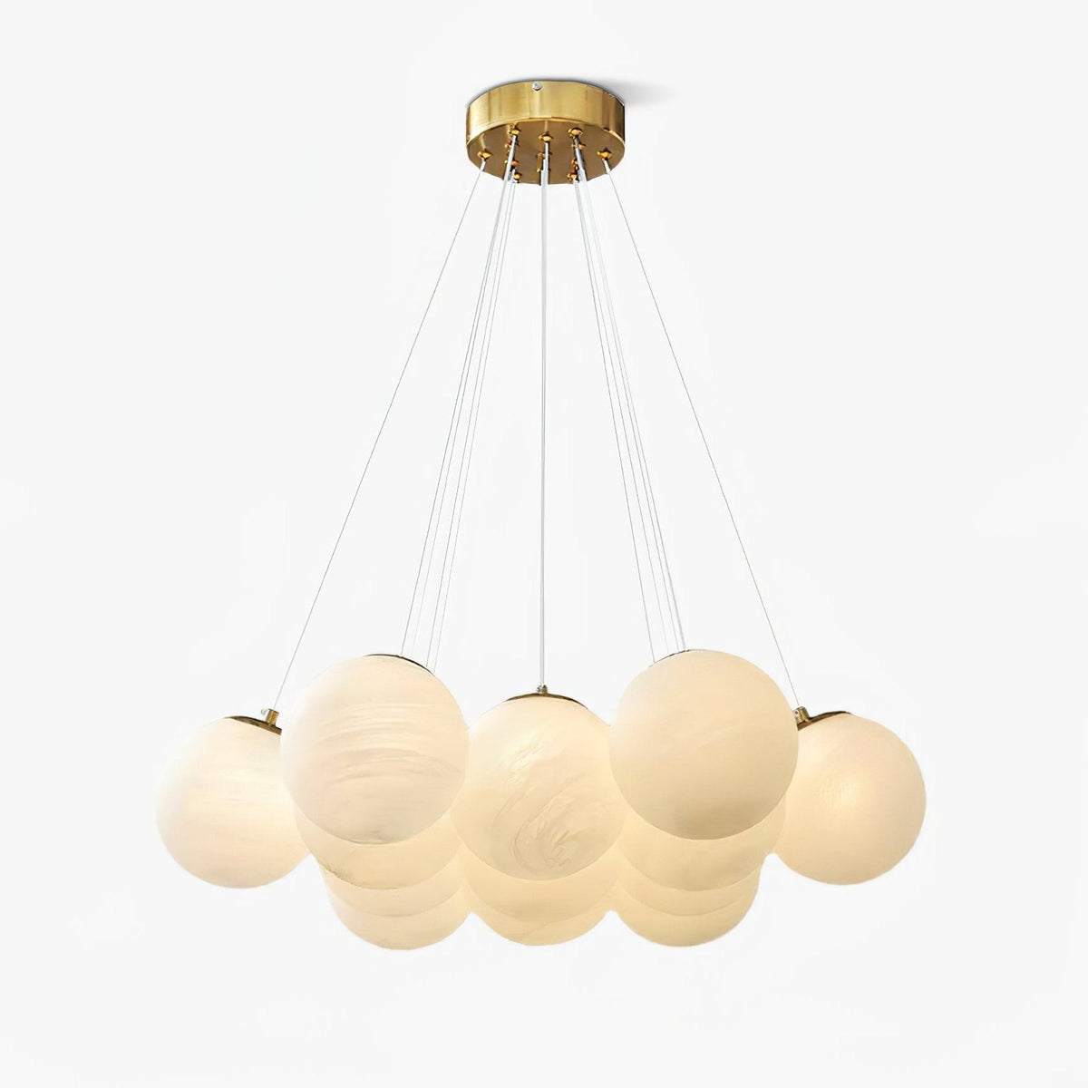 Lustra Lustre en Verre avec Guirlande en Verre Dépoli