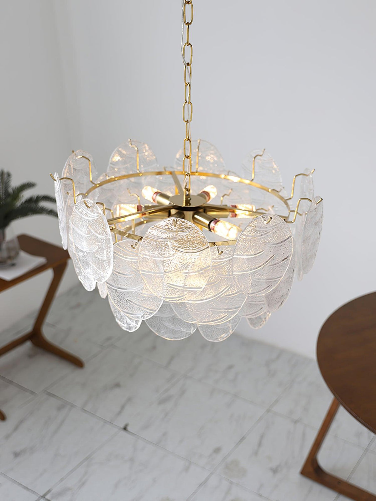 Lustra Lustre Disque en Verre Doré