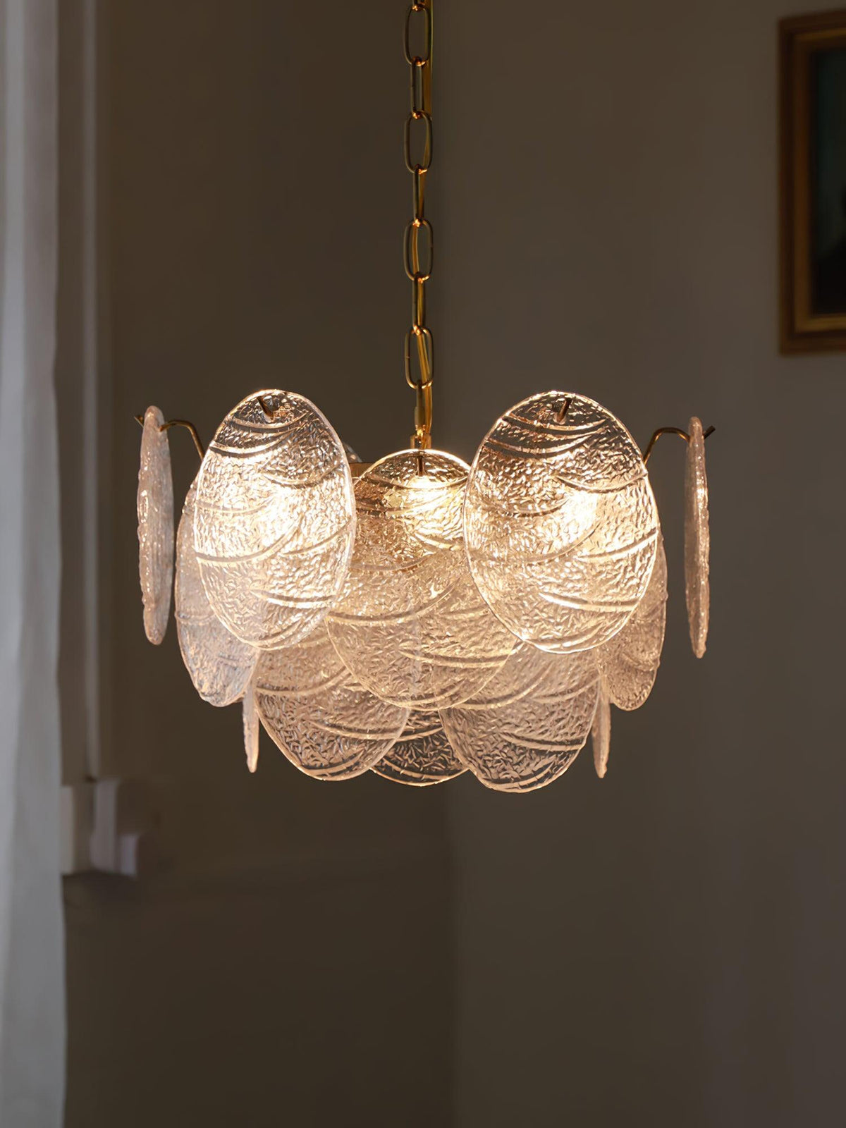 Lustra Lustre Disque en Verre Doré