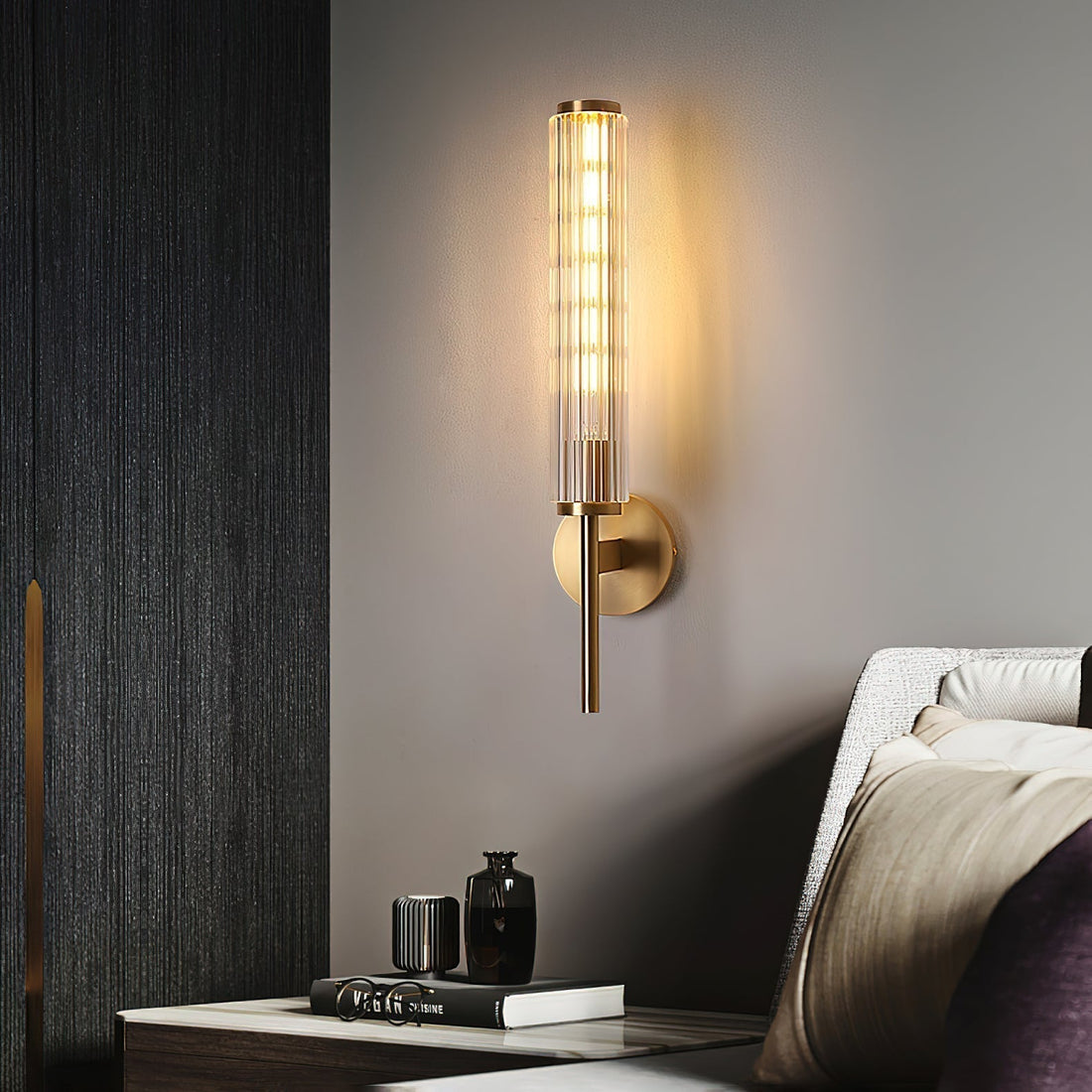 Cemaros Applique Murale Linéaire en Laiton et Verre Premium