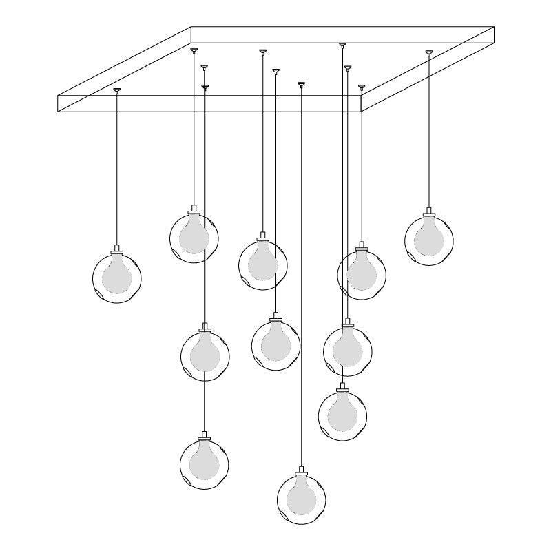 Verona Lustre Cluster Globe Transparent Escaliers