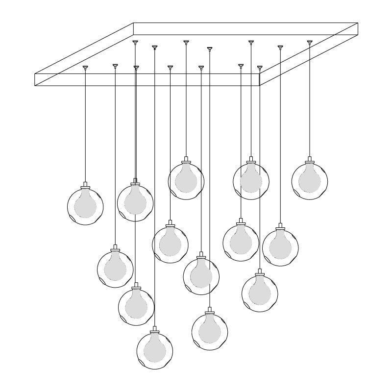 Verona Lustre Cluster Globe Transparent Escaliers