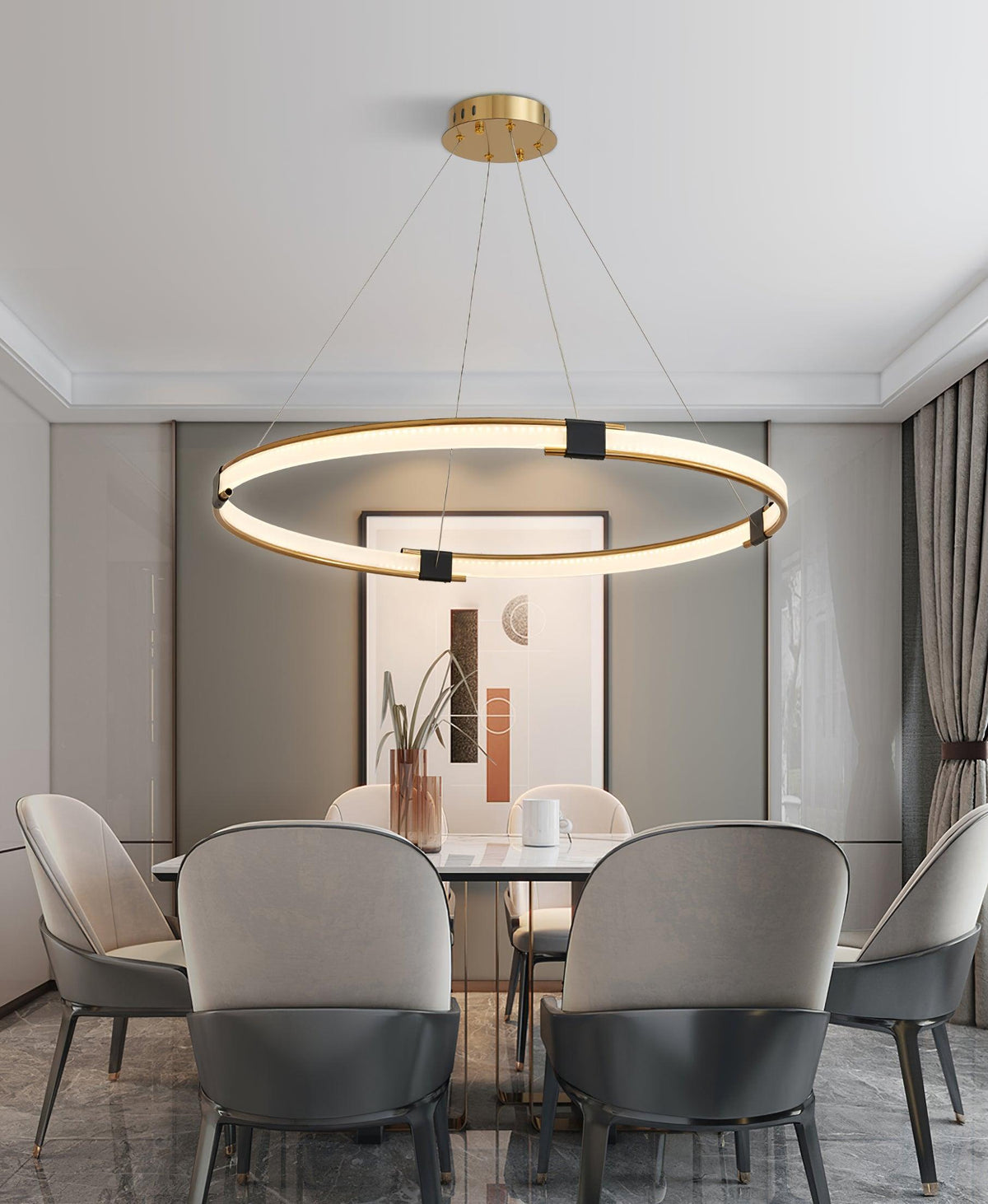 Lustra Lustre Anneau Doré LED Halo Moderne