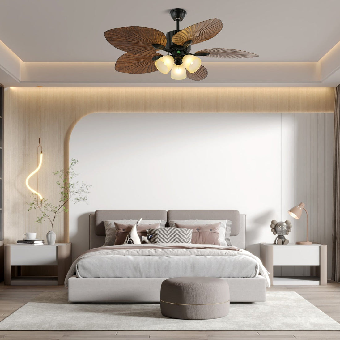 Plafonnier ventilateur Virel en bois tropical
