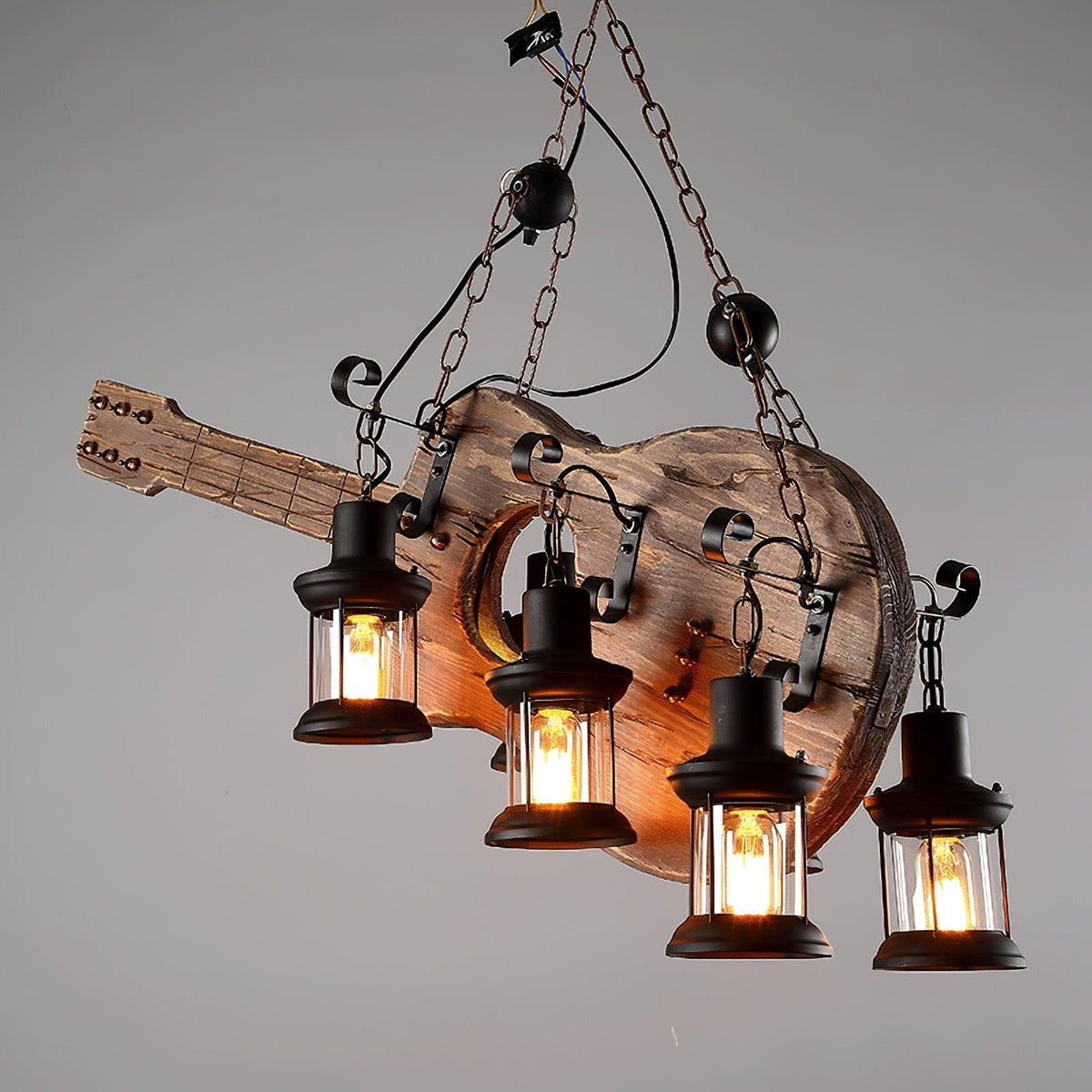 Lustra Suspension en Bois Vintage