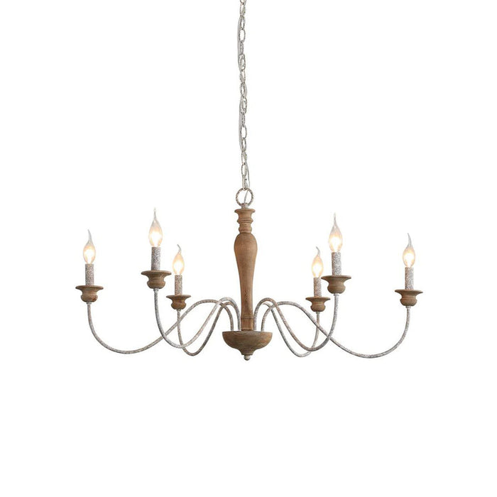 Illoros Lustre Bois Sculpté à la Main Bougie Vintage