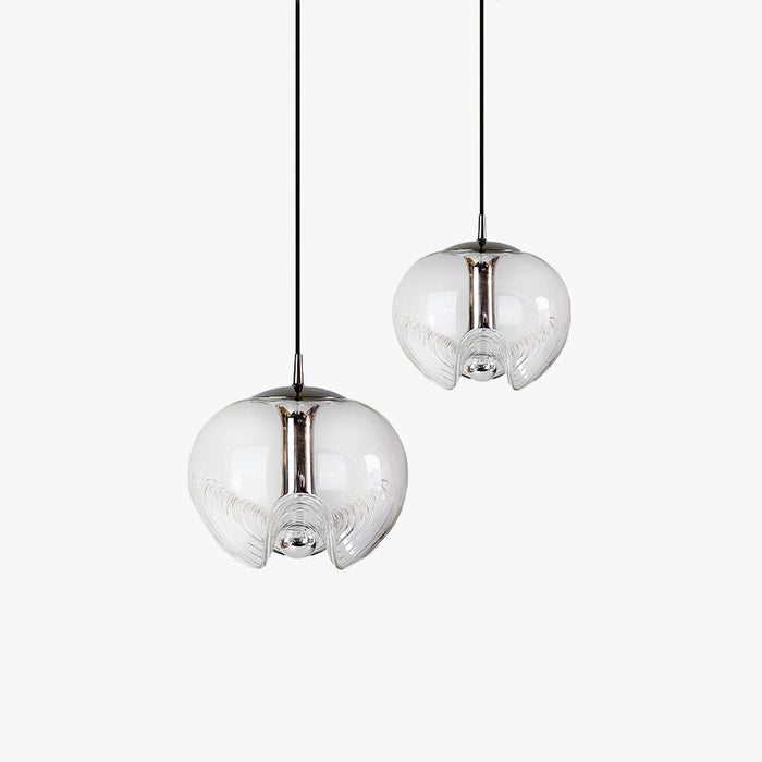 Valentina Suspension Moderne Transparent Onde Métal Verre Chambre à Coucher
