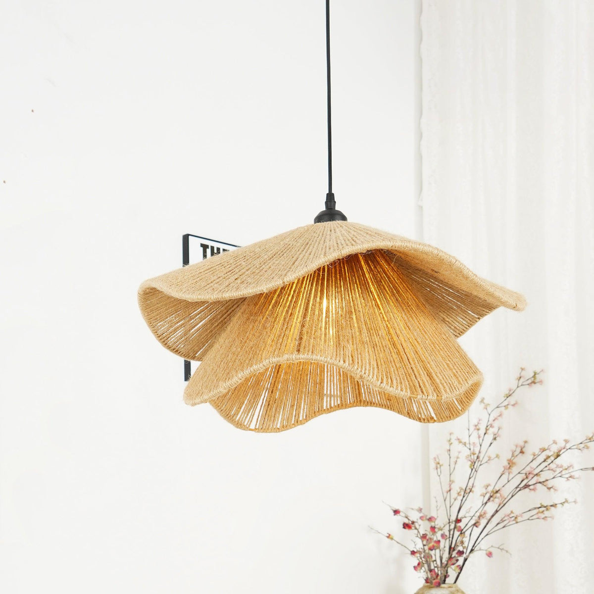 Straw Hat Lampe Suspendue Vague Tissée Organique