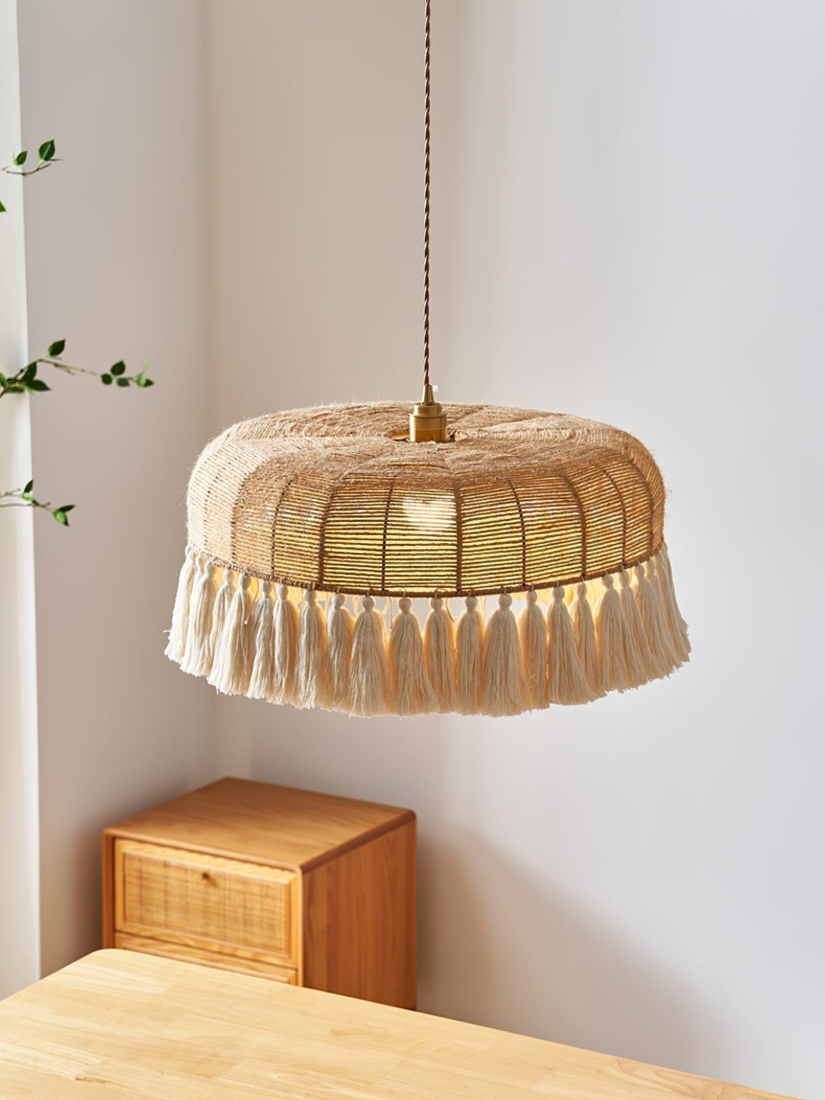 Boho Lampe Suspendue en Jute Tissée à la Main