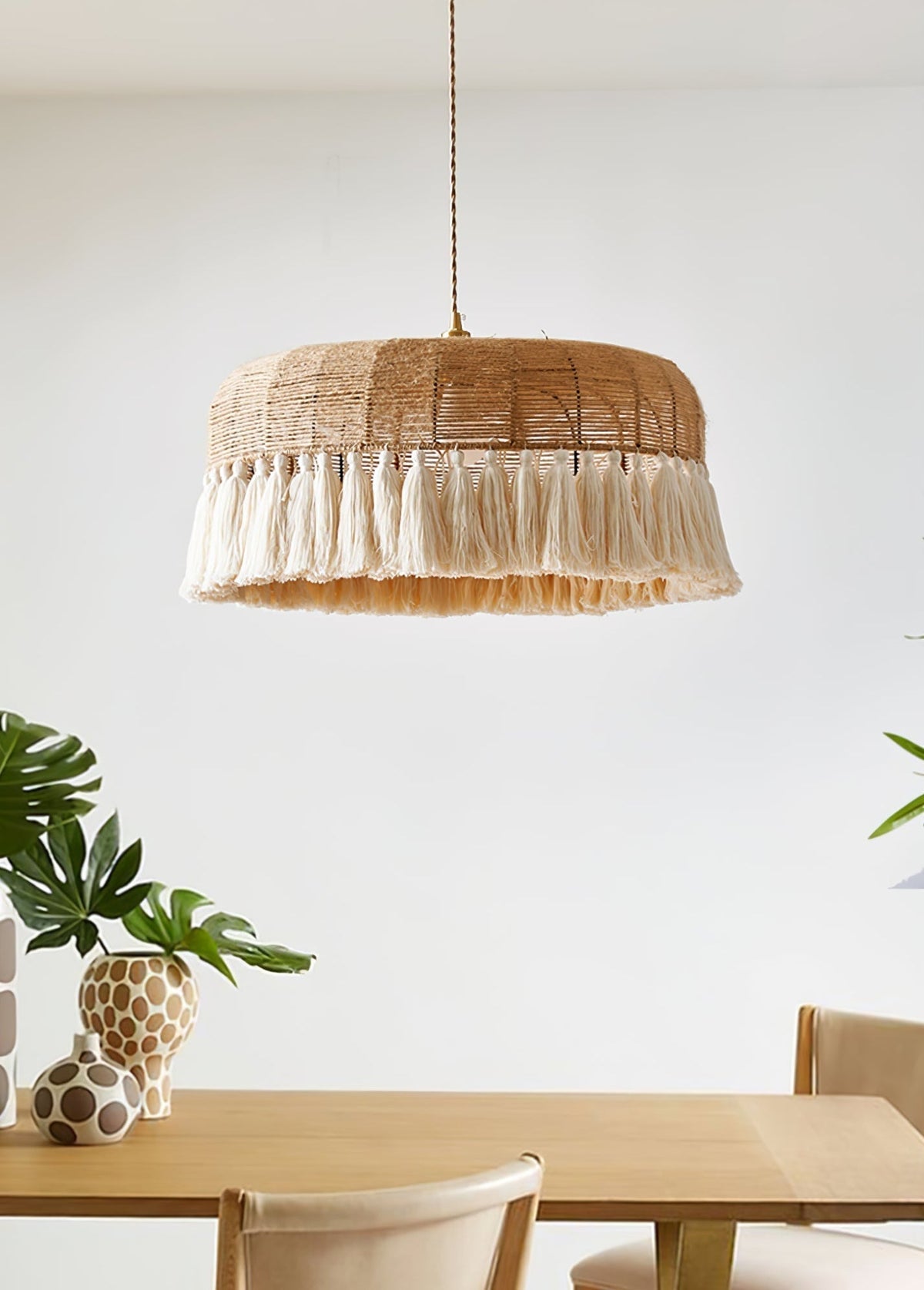 Boho Lampe Suspendue en Jute Tissée à la Main