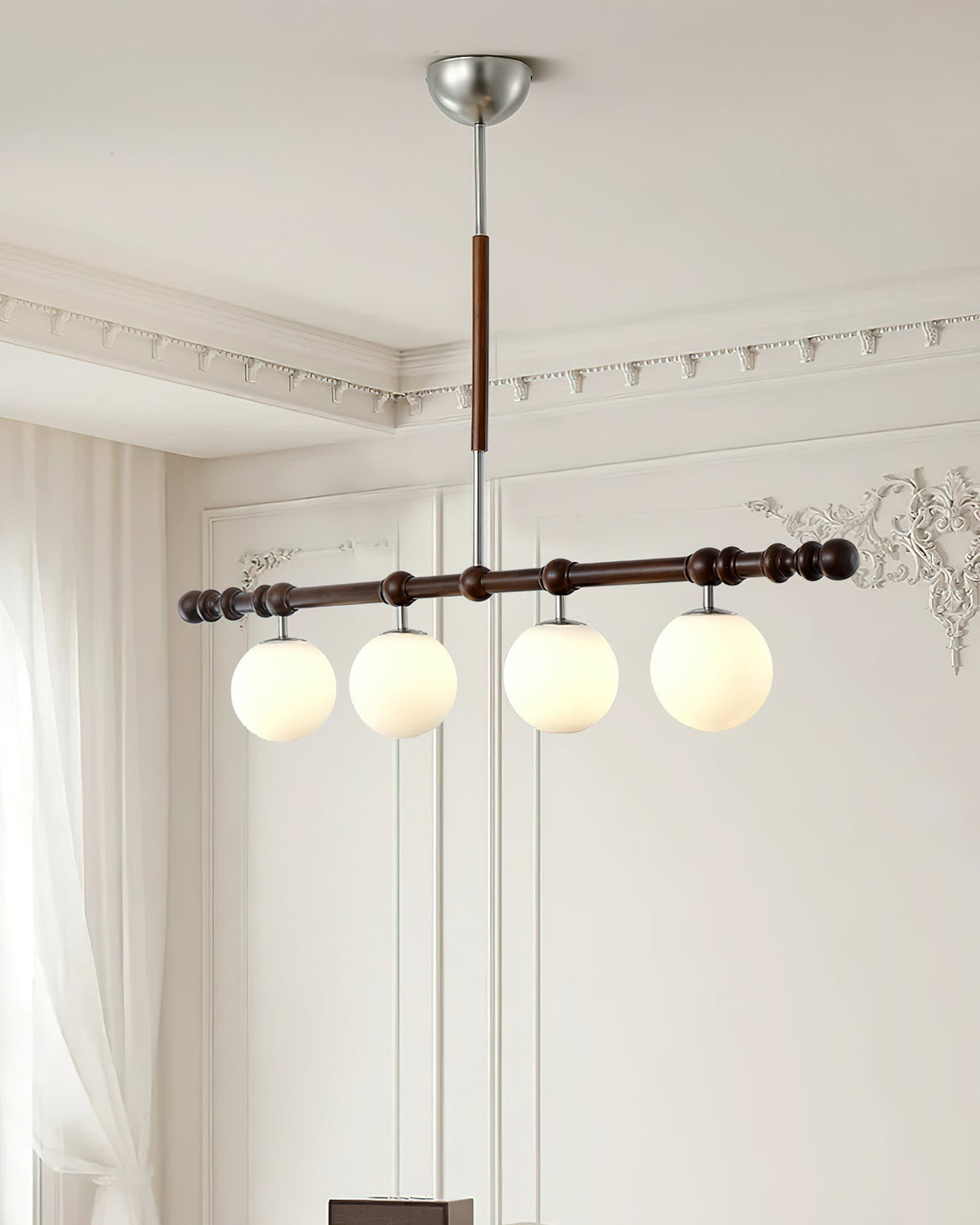 Hayes Lustre Bois Linéaire Boules en Verre