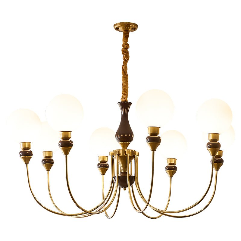 Lustra Lustre Bras en Laiton Boules en Verre Dépoli