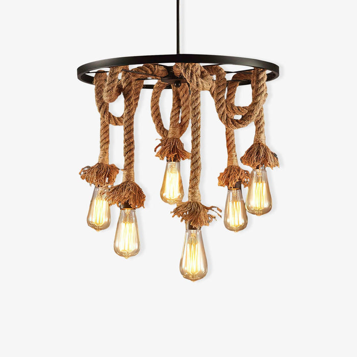 Lustra Lustre Corde de Chanvre Industriel Six Têtes