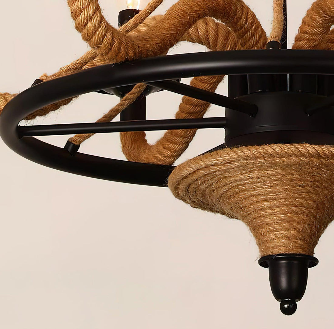 Lustra Lustre Grande Roue en Corde de Chanvre