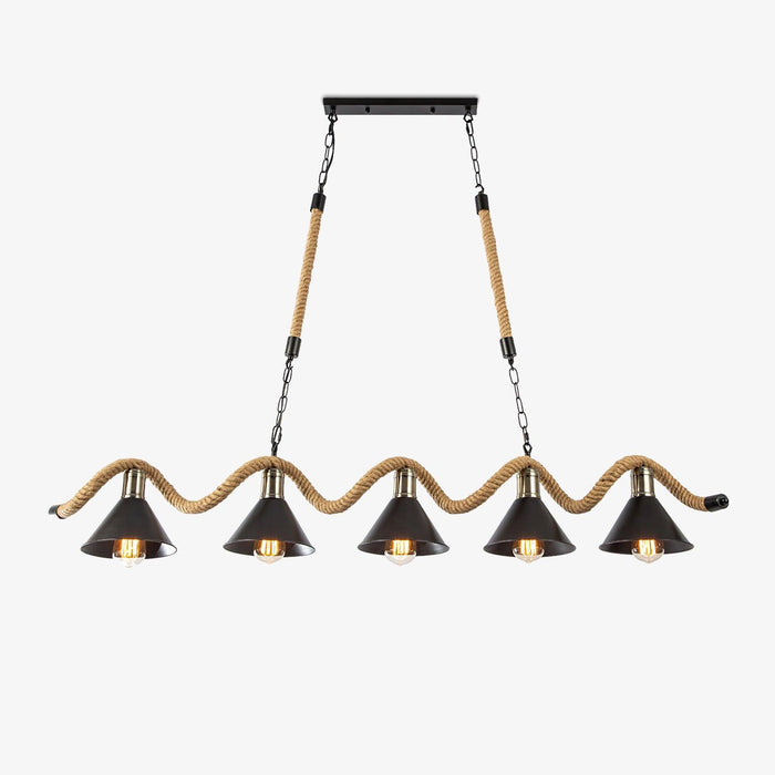 Lustra Suspension Industrielle Vague en Corde de Chanvre
