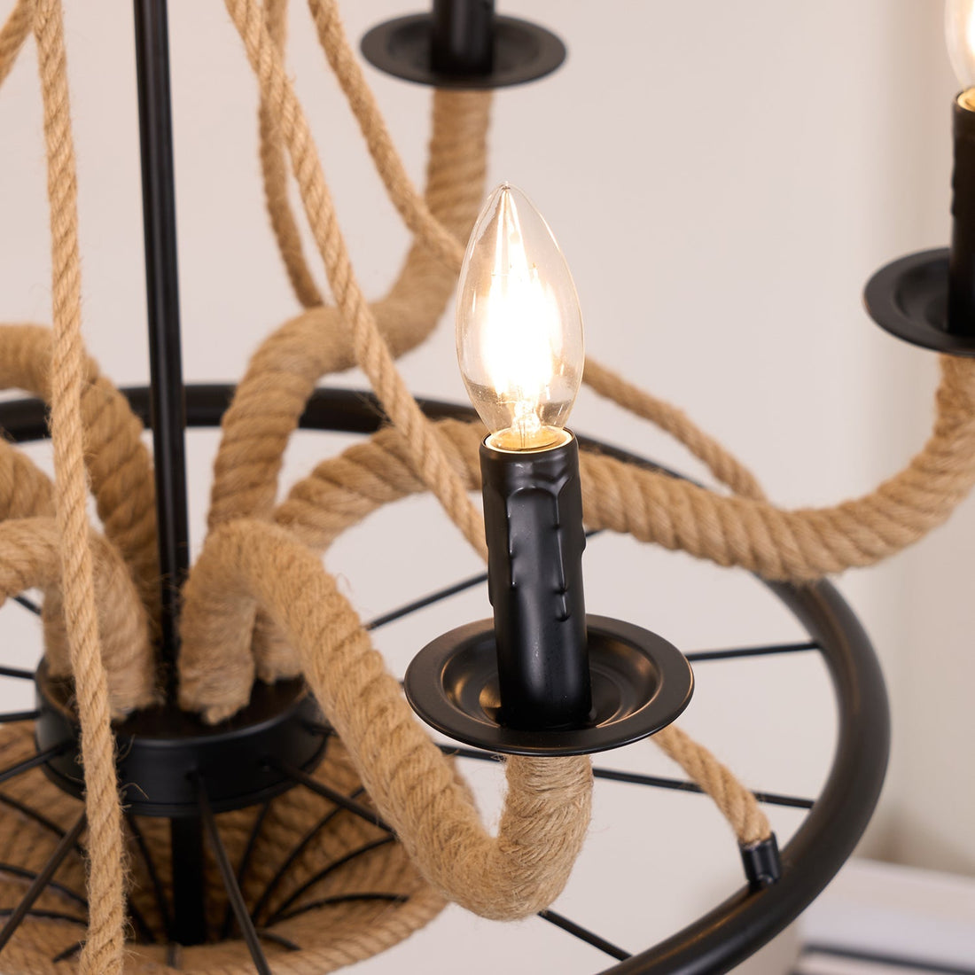 Lustra Lustre Grande Roue en Corde de Chanvre
