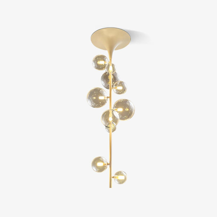 Lustra Suspension Laiton Verre Cascade pour Hallway