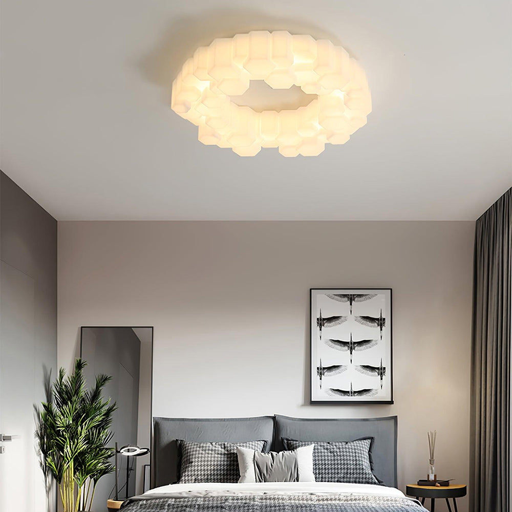 Arisha Plafonnier Nid Moderne, Metal/PE, Blanc, Chambre