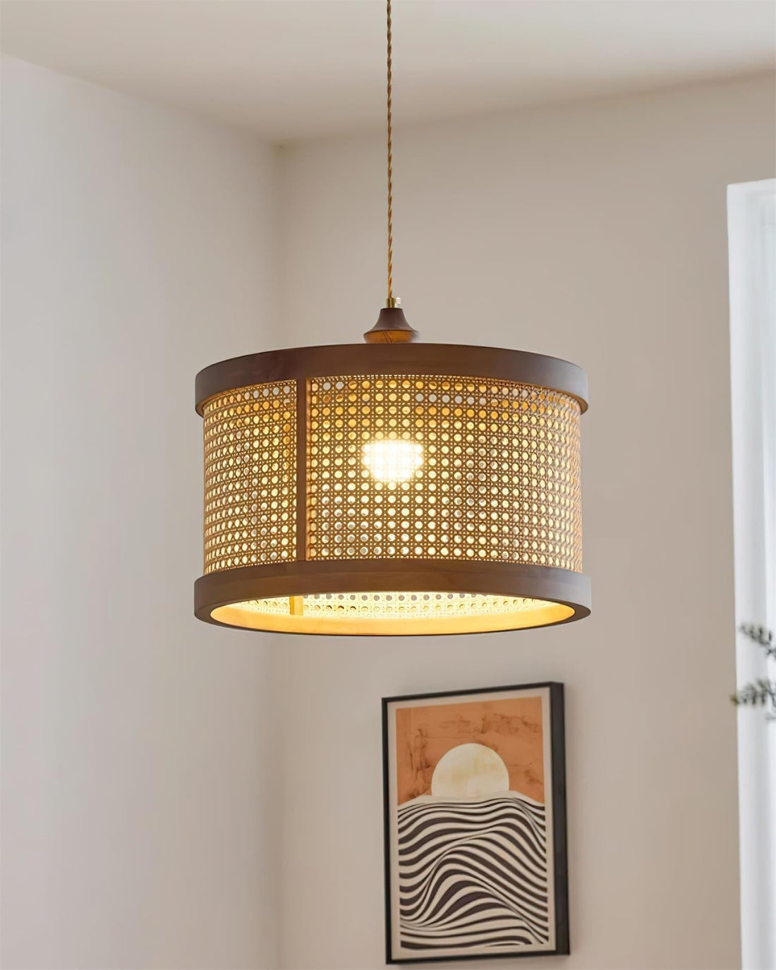 Gudon Lampe Suspendue en Rattan Tressé