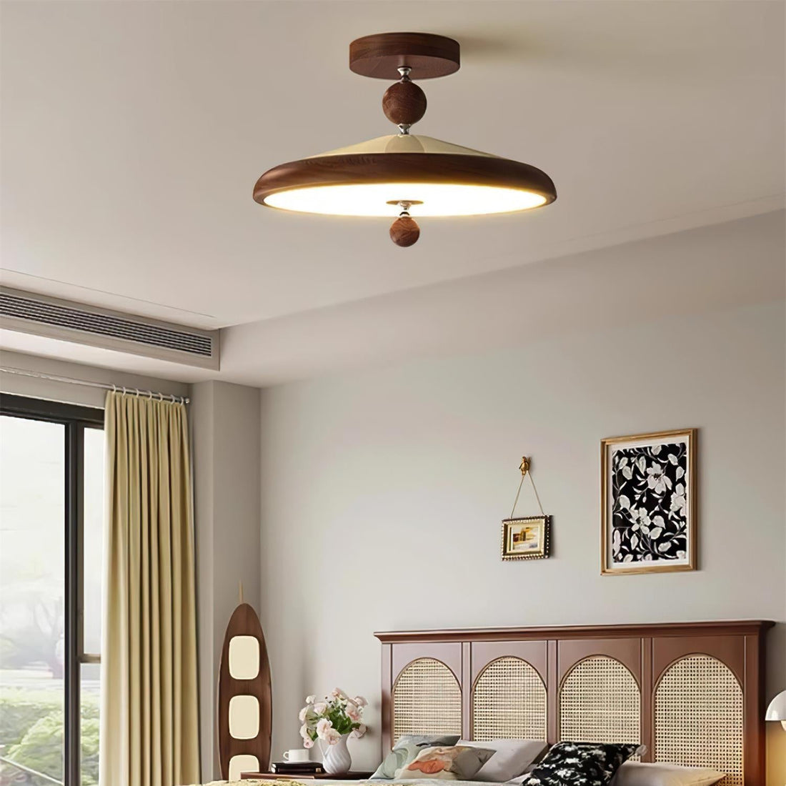 Belano Lampe Plafond Ronde Cadre en Bois