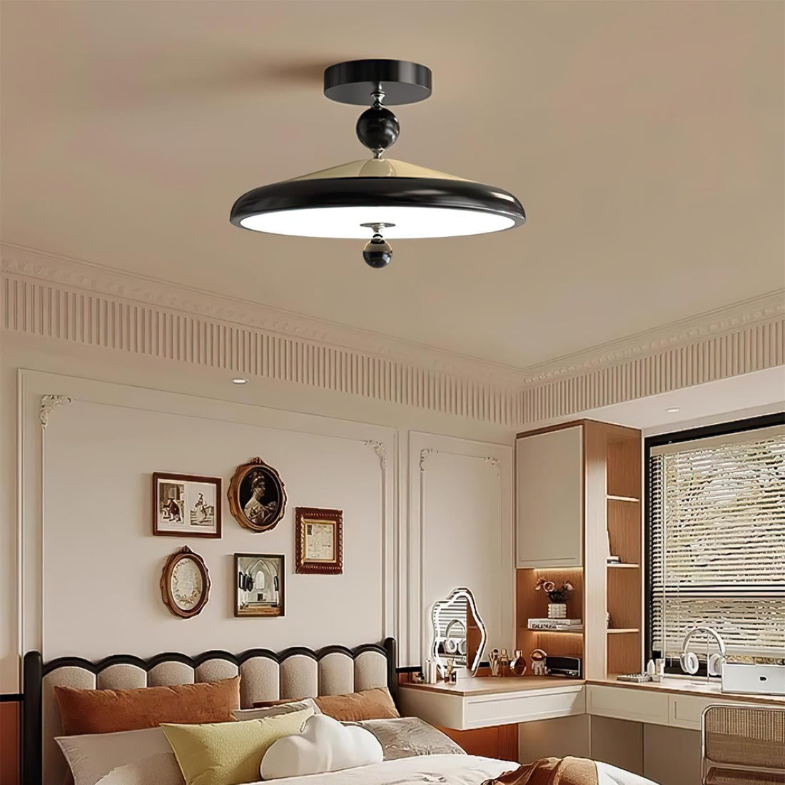 Belano Lampe Plafond Ronde Cadre en Bois