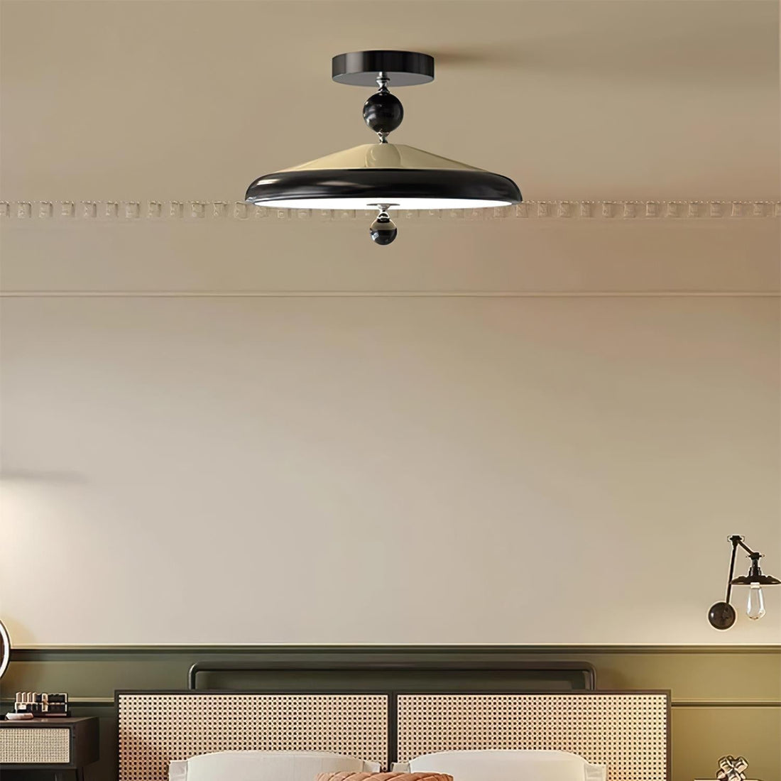 Belano Lampe Plafond Ronde Cadre en Bois