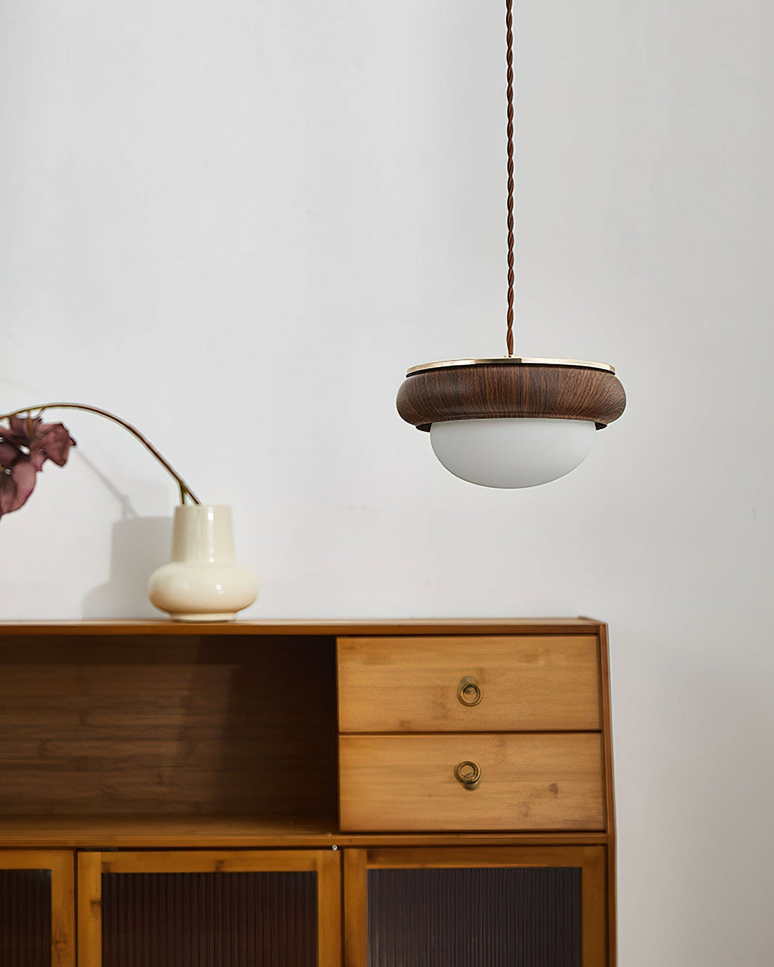 Quillon Lampe Suspendue en Anneau de Bois