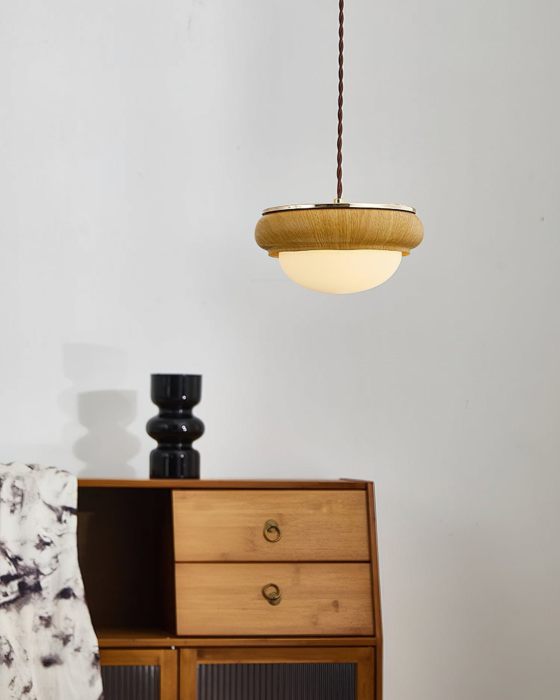 Quillon Lampe Suspendue en Anneau de Bois