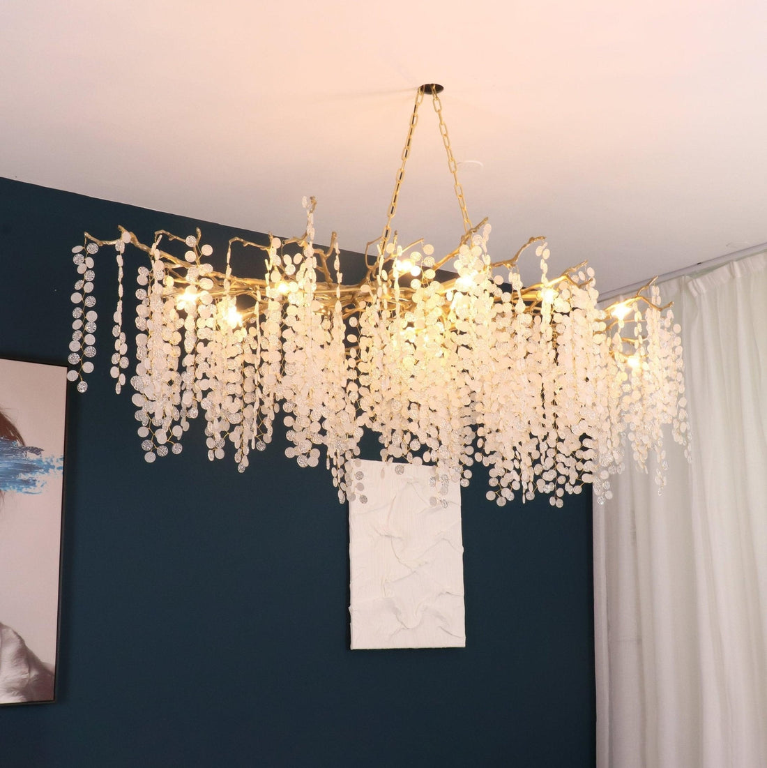 Lustra Suspension Lampe Goutte de Rosée en Cristal