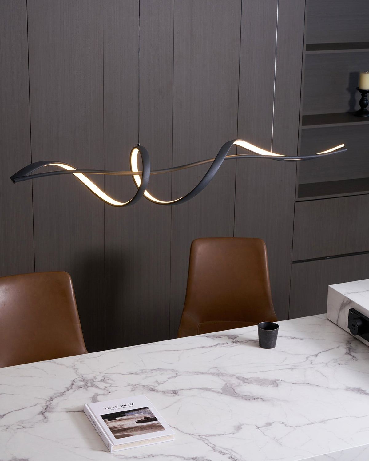 Aveline Suspension moderne LED Wave noire