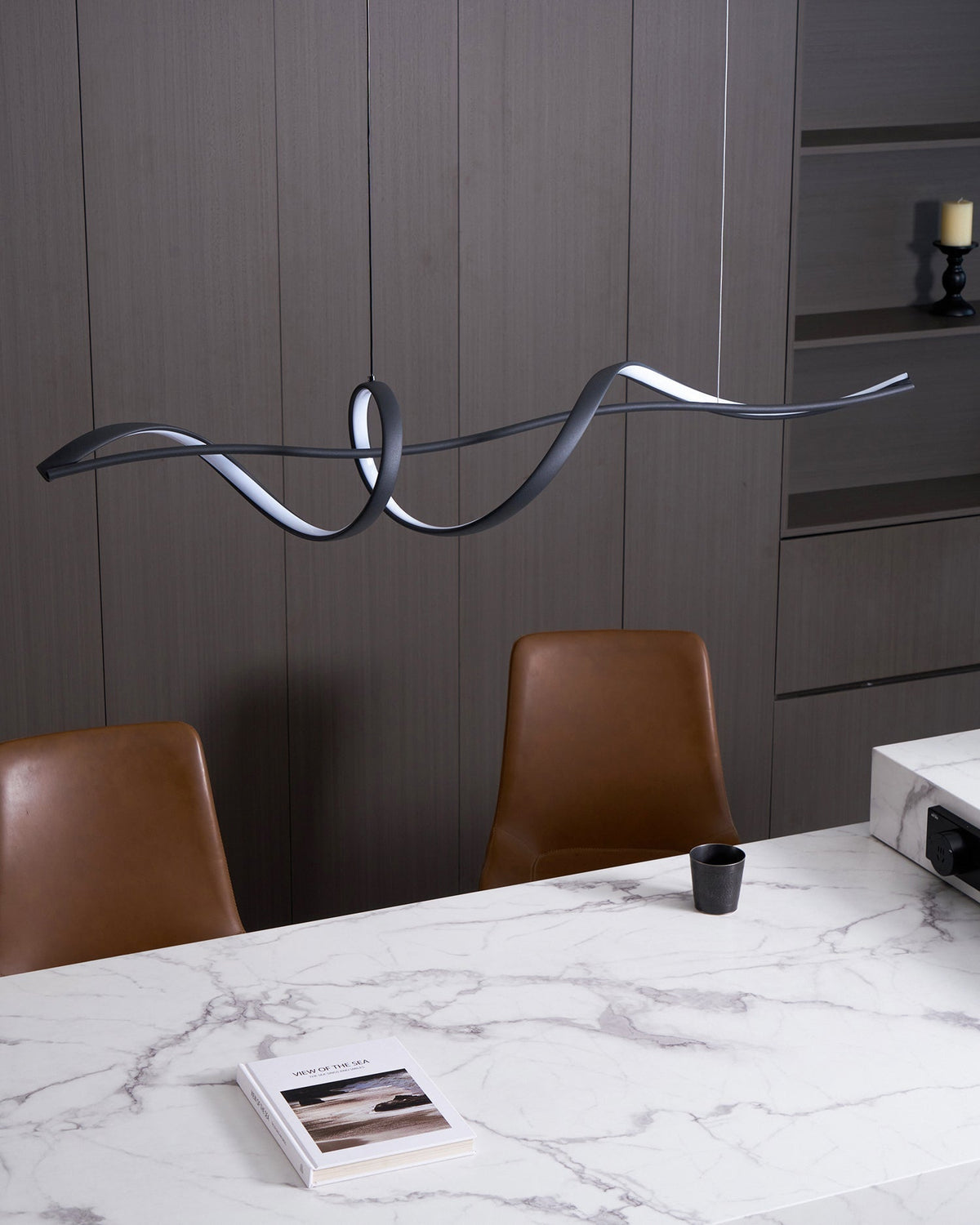 Aveline Suspension moderne LED Wave noire