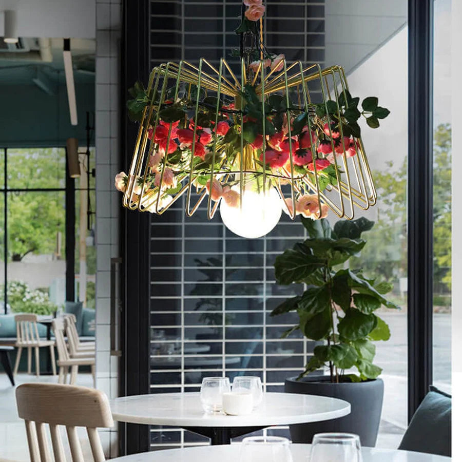 Arisha Moderne Fleur LED Suspension Verre/Métal Chambre À Coucher