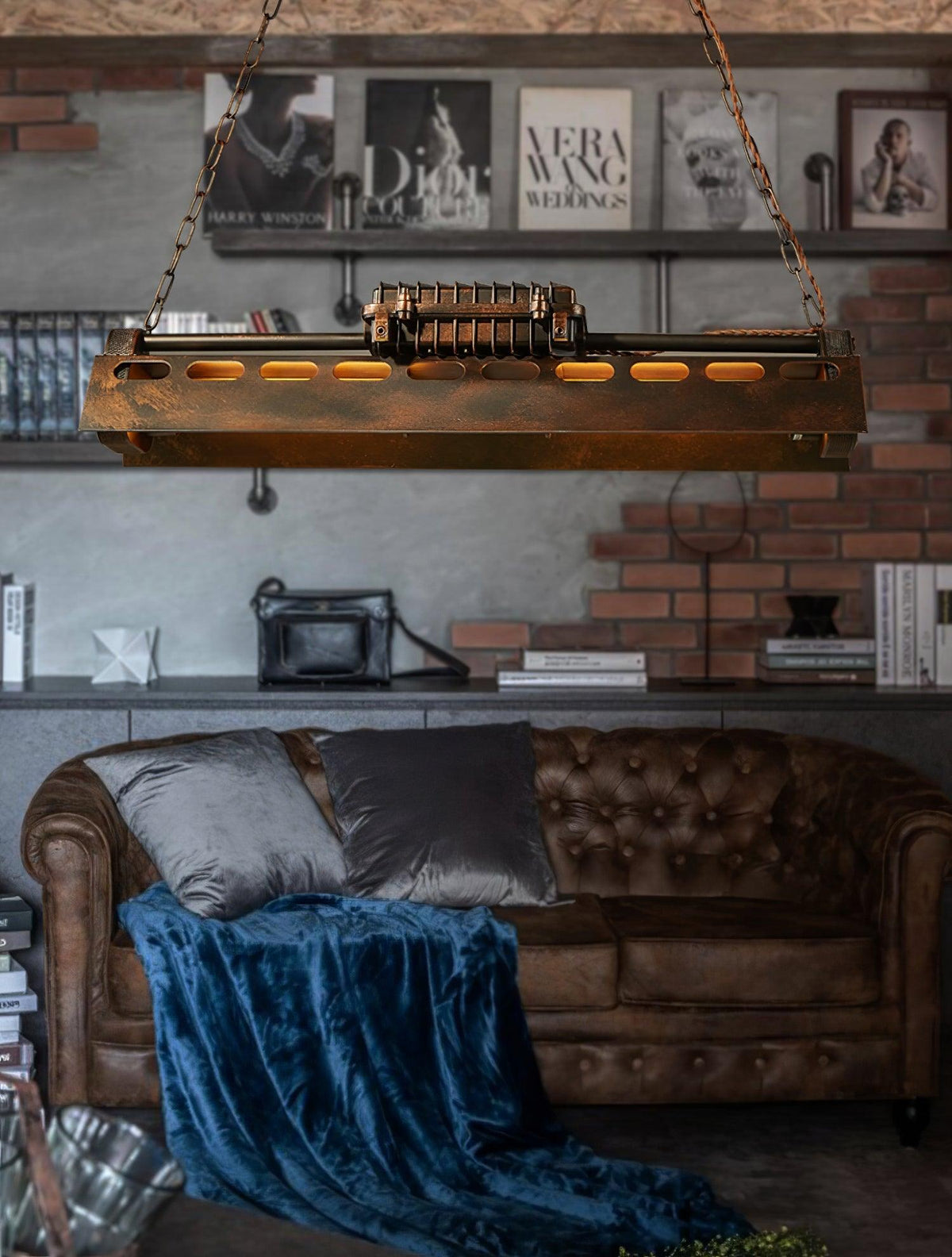 Lustra Lustre Cadre Rectangulaire Industriel