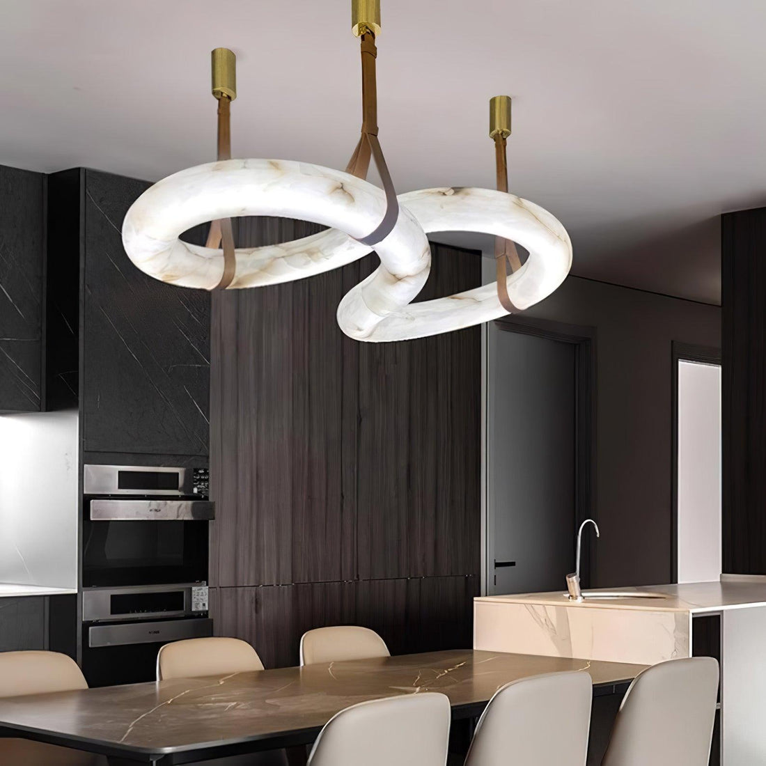 Luste Lampe Suspendue À Boucle Fermée en Albâtre