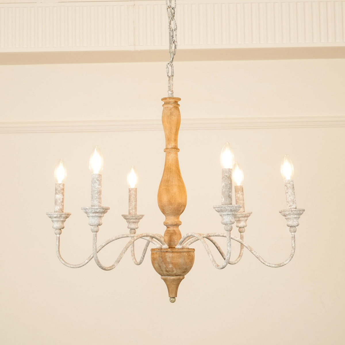 Eurloryra Lustre Bougie Sculpté à la Main Bois Vintage