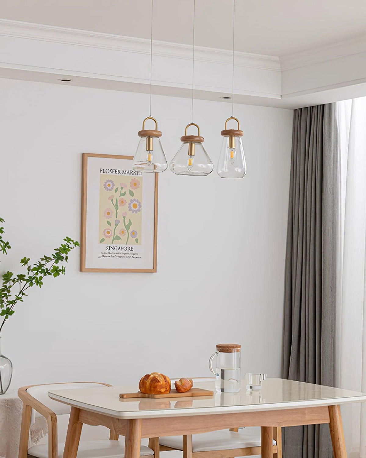 Jars Suspension Verre Bois Minimaliste