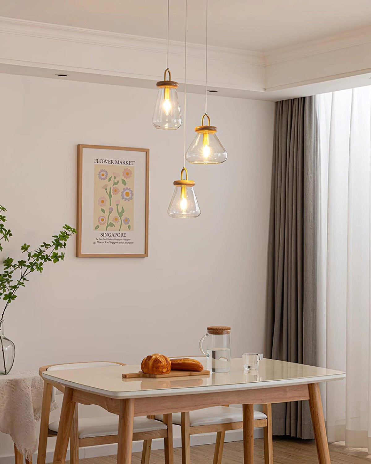 Jars Suspension Verre Bois Minimaliste