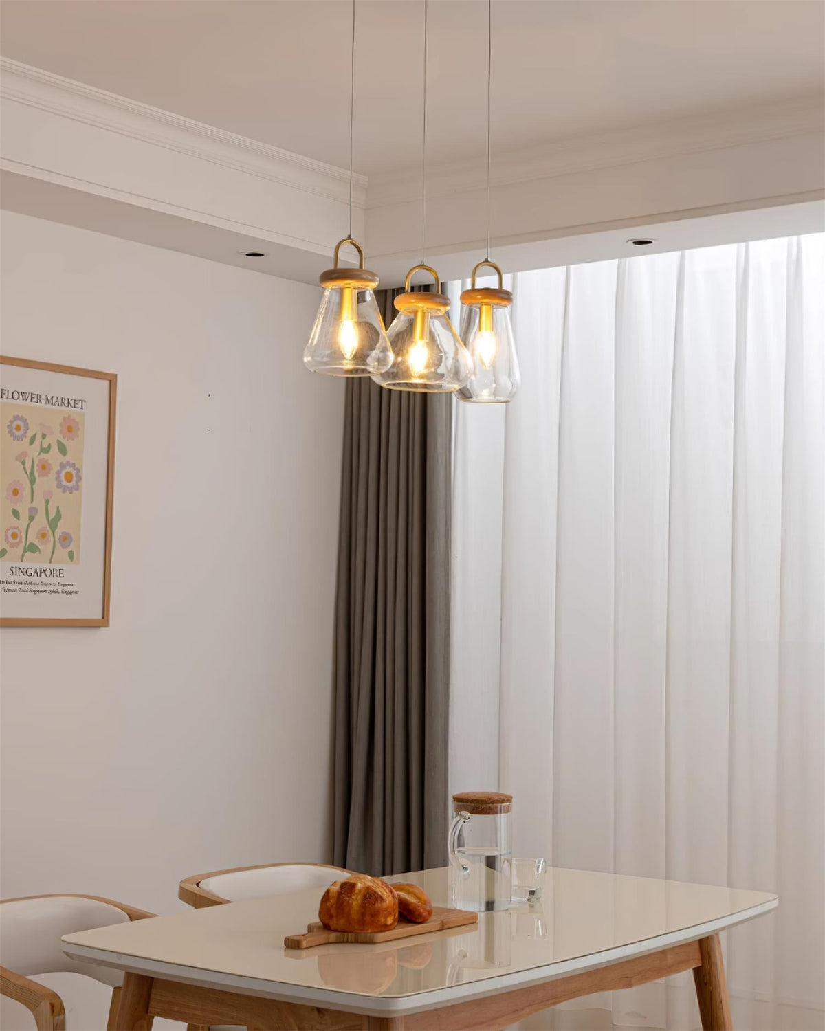 Jars Suspension Verre Bois Minimaliste