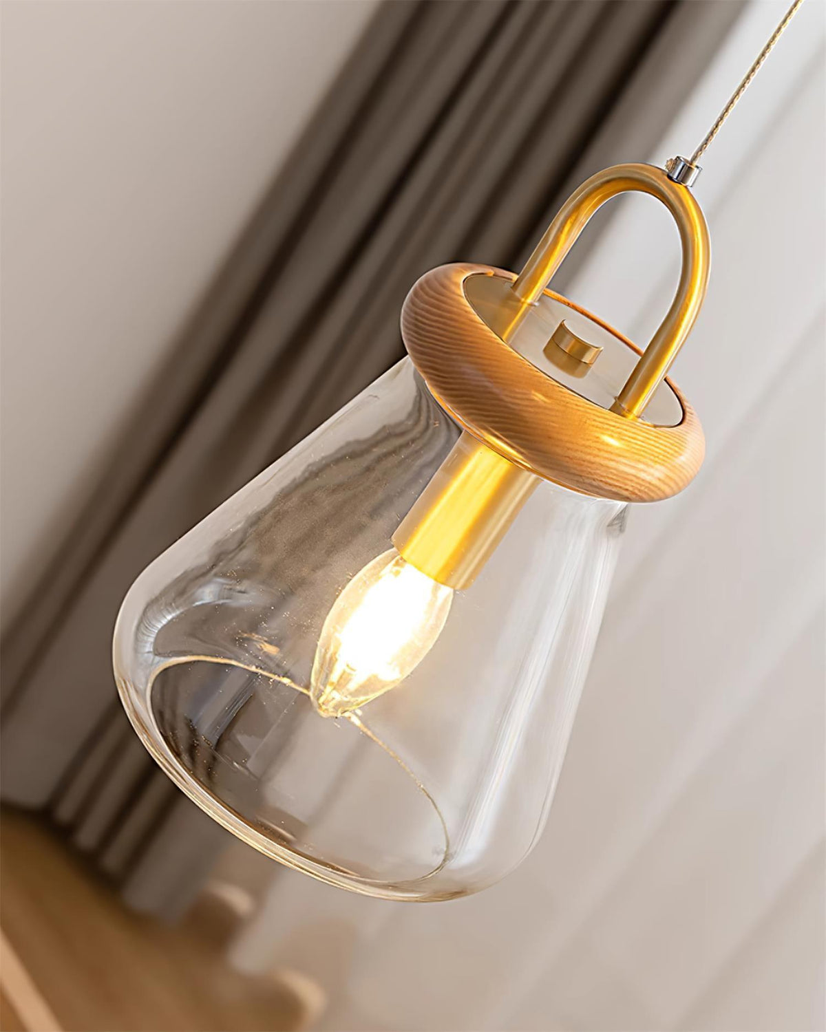 Jars Suspension Verre Bois Minimaliste