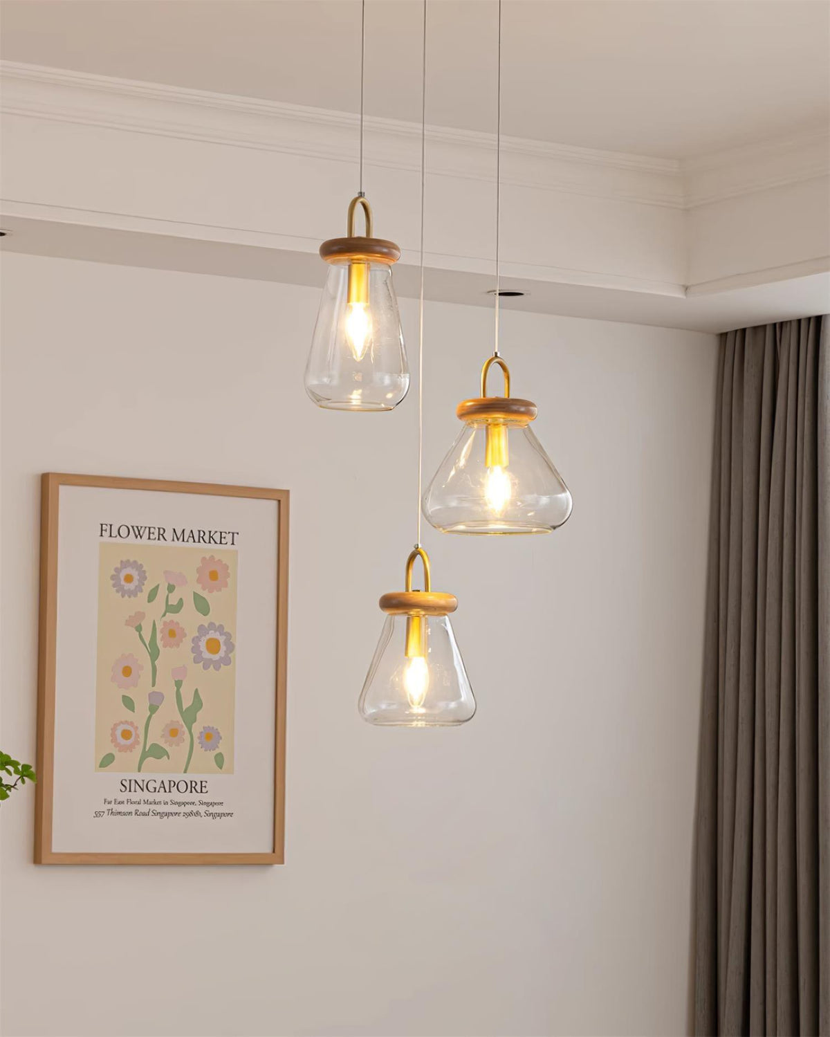 Jars Suspension Verre Bois Minimaliste