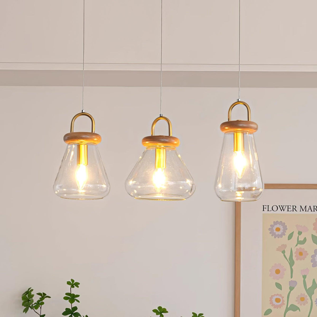 Jars Suspension Verre Bois Minimaliste