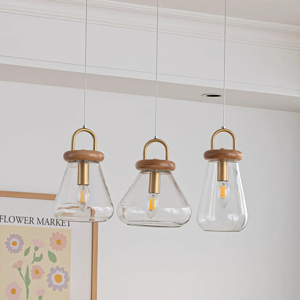 Jars Suspension Verre Bois Minimaliste
