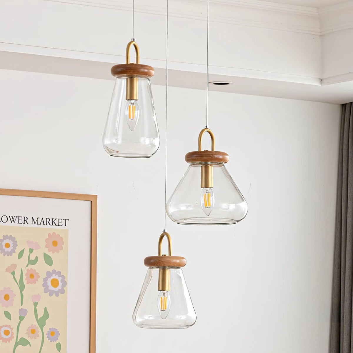Jars Suspension Verre Bois Minimaliste