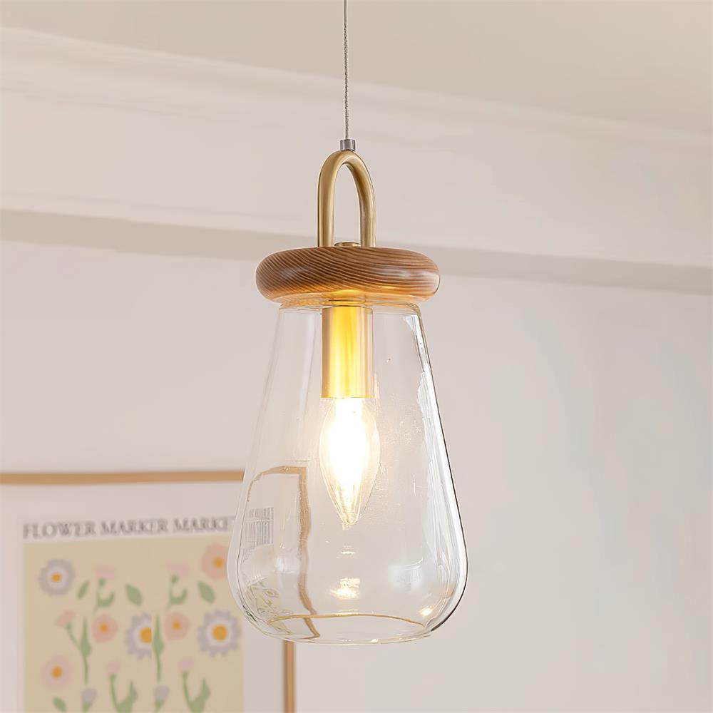 Jars Suspension Verre Bois Minimaliste